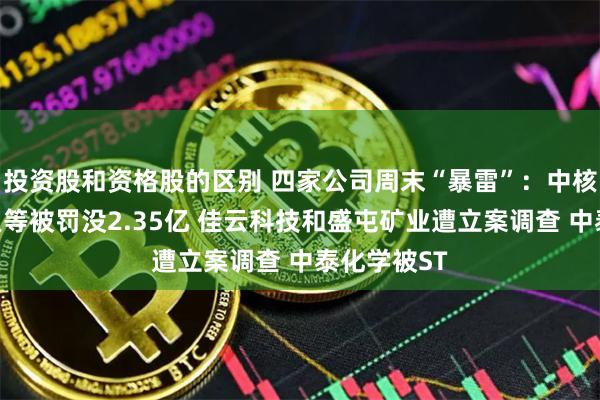 投资股和资格股的区别 四家公司周末“暴雷”：中核钛白实控人等被罚没2.35亿 佳云科技和盛屯矿业遭立案调查 中泰化学被ST