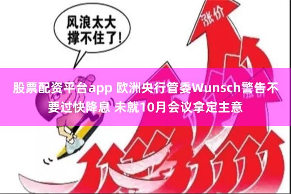 股票配资平台app 欧洲央行管委Wunsch警告不要过快降息 未就10月会议拿定主意